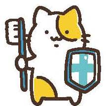 歯ブラシを持った猫のイラスト