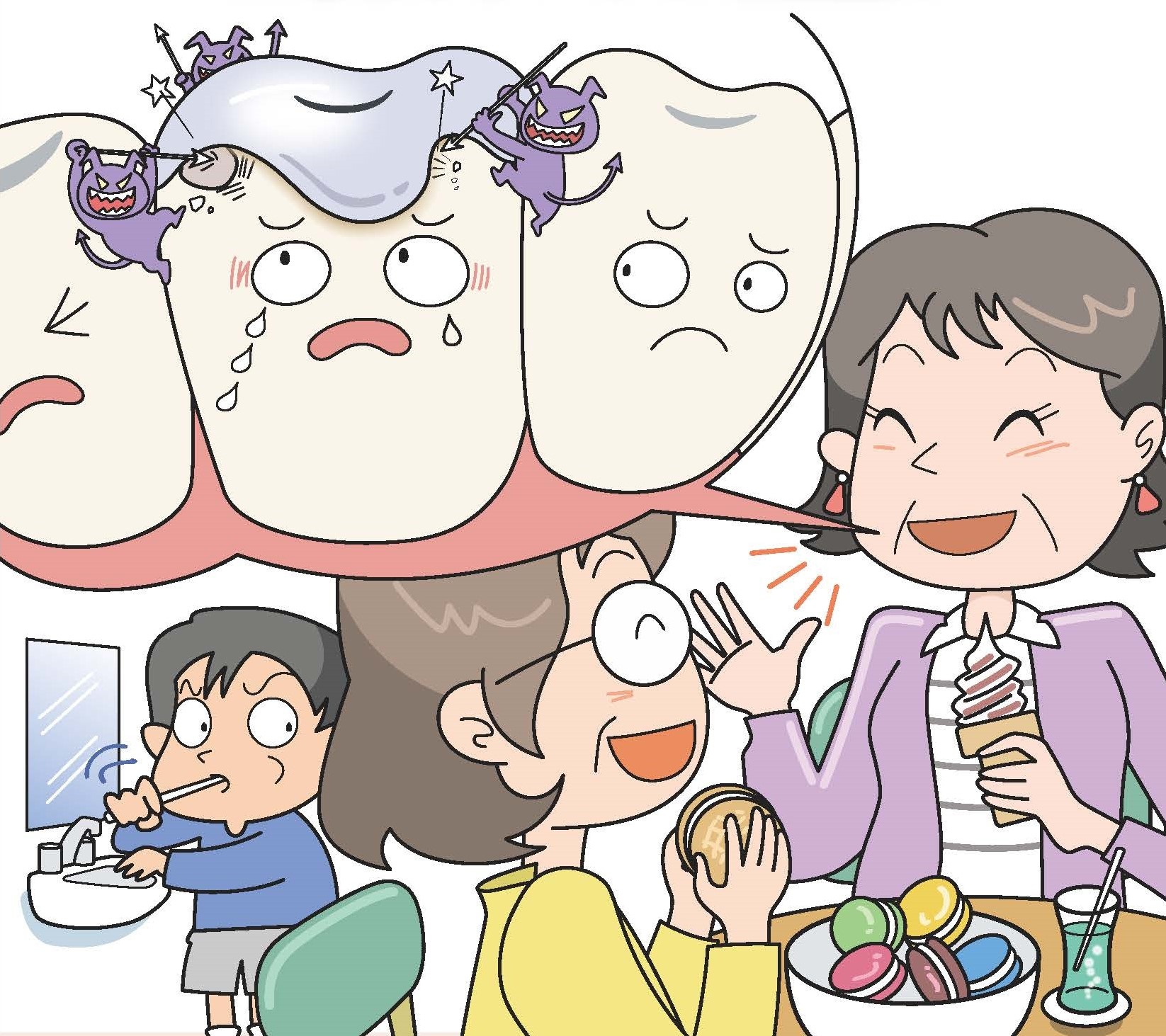 大人のむし歯二次カリエスに注意！のイラスト