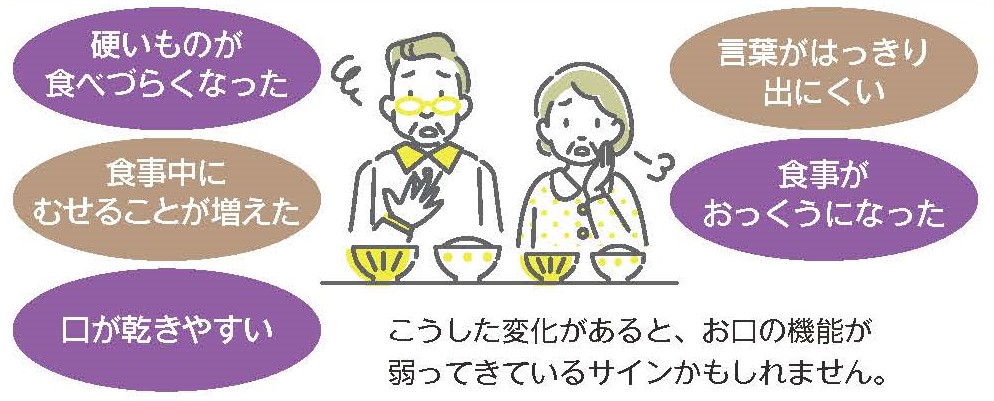 お口の機能が弱ってきているサインのイラスト